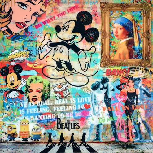 Love Is Real, Real Is Love by Uri Dushy - Mixed Media on Aluminium